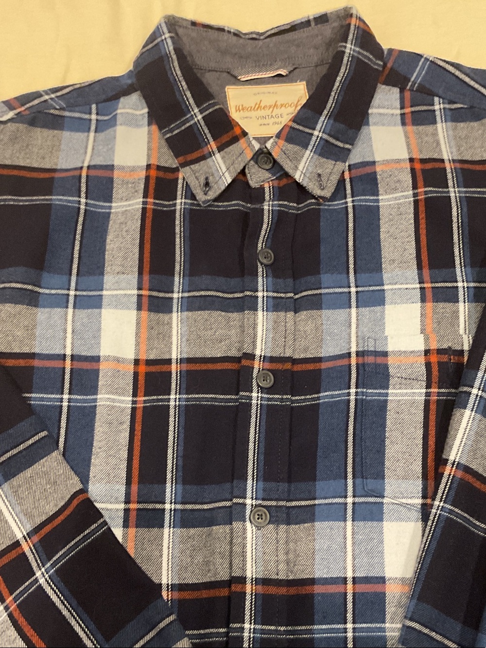 Weatherproof Men's Flannel Blue Plaid Button-Up Shirt